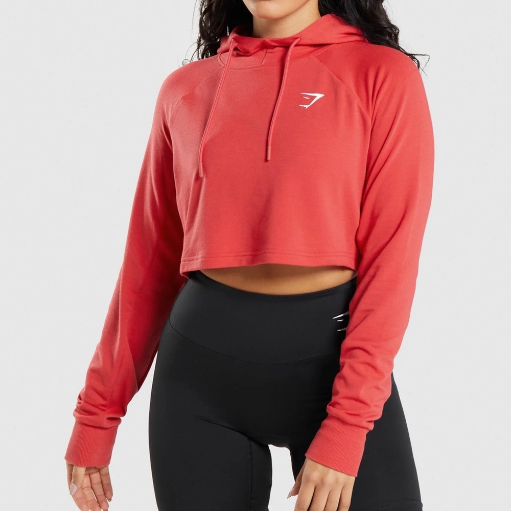 Red Gymshark Cropped Training Hoodie